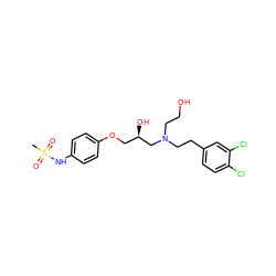 CS(=O)(=O)Nc1ccc(OC[C@@H](O)CN(CCO)CCc2ccc(Cl)c(Cl)c2)cc1 ZINC000034395619