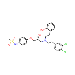 CS(=O)(=O)Nc1ccc(OC[C@@H](O)CN(CCc2ccc(Cl)c(Cl)c2)CCc2ccccc2O)cc1 ZINC000049881581