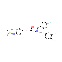 CS(=O)(=O)Nc1ccc(OC[C@@H](O)CN(CCc2ccc(Cl)c(Cl)c2)Cc2ccc(F)cc2)cc1 ZINC000049881437