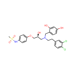 CS(=O)(=O)Nc1ccc(OC[C@@H](O)CN(CCc2ccc(Cl)c(Cl)c2)Cc2ccc(O)cc2O)cc1 ZINC000049881446