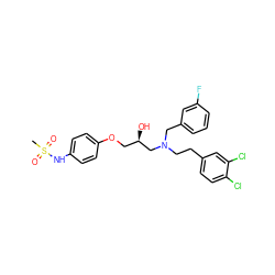 CS(=O)(=O)Nc1ccc(OC[C@@H](O)CN(CCc2ccc(Cl)c(Cl)c2)Cc2cccc(F)c2)cc1 ZINC000049881406