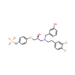 CS(=O)(=O)Nc1ccc(OC[C@@H](O)CN(CCc2ccc(Cl)c(Cl)c2)Cc2cccc(O)c2)cc1 ZINC000049881497