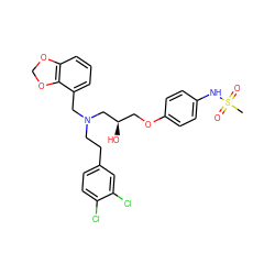 CS(=O)(=O)Nc1ccc(OC[C@@H](O)CN(CCc2ccc(Cl)c(Cl)c2)Cc2cccc3c2OCO3)cc1 ZINC000049881688