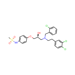 CS(=O)(=O)Nc1ccc(OC[C@@H](O)CN(CCc2ccc(Cl)c(Cl)c2)Cc2ccccc2Cl)cc1 ZINC000049881715