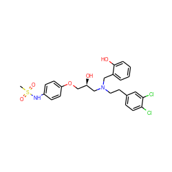 CS(=O)(=O)Nc1ccc(OC[C@@H](O)CN(CCc2ccc(Cl)c(Cl)c2)Cc2ccccc2O)cc1 ZINC000049881591