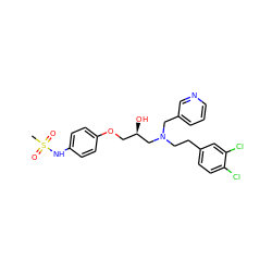 CS(=O)(=O)Nc1ccc(OC[C@@H](O)CN(CCc2ccc(Cl)c(Cl)c2)Cc2cccnc2)cc1 ZINC000040957446