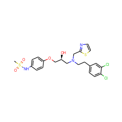 CS(=O)(=O)Nc1ccc(OC[C@@H](O)CN(CCc2ccc(Cl)c(Cl)c2)Cc2nccs2)cc1 ZINC000049881694