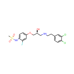 CS(=O)(=O)Nc1ccc(OC[C@@H](O)CNCCc2ccc(Cl)c(Cl)c2)cc1F ZINC000040423699