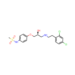 CS(=O)(=O)Nc1ccc(OC[C@@H](O)CNCCc2ccc(Cl)cc2Cl)cc1 ZINC000038399105