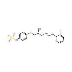 CS(=O)(=O)Nc1ccc(OC[C@@H](O)CNCCc2ccccc2F)cc1 ZINC000040957407