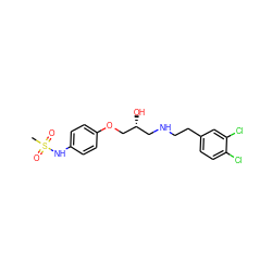 CS(=O)(=O)Nc1ccc(OC[C@H](O)CNCCc2ccc(Cl)c(Cl)c2)cc1 ZINC000038450402