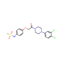 CS(=O)(=O)Nc1ccc(OCC(=O)N2CCN(c3ccc(Cl)c(Cl)c3)CC2)cc1 ZINC000045339637