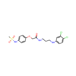 CS(=O)(=O)Nc1ccc(OCC(=O)NCCCNc2ccc(Cl)c(Cl)c2)cc1 ZINC000045353135