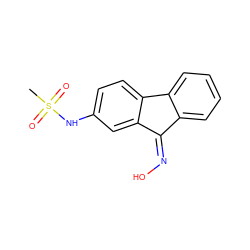 CS(=O)(=O)Nc1ccc2c(c1)C(=NO)c1ccccc1-2 ZINC000254169281