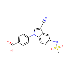 CS(=O)(=O)Nc1ccc2c(c1)c(C#N)cn2-c1ccc(C(=O)O)cc1 ZINC000142761742