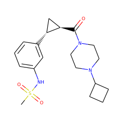 CS(=O)(=O)Nc1cccc([C@@H]2C[C@H]2C(=O)N2CCN(C3CCC3)CC2)c1 ZINC000059050481