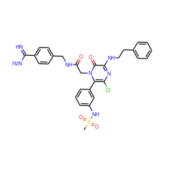 CS(=O)(=O)Nc1cccc(-c2c(Cl)nc(NCCc3ccccc3)c(=O)n2CC(=O)NCc2ccc(C(=N)N)cc2)c1 ZINC000014956033