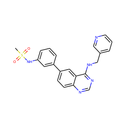 CS(=O)(=O)Nc1cccc(-c2ccc3ncnc(NCc4cccnc4)c3c2)c1 ZINC000004257425