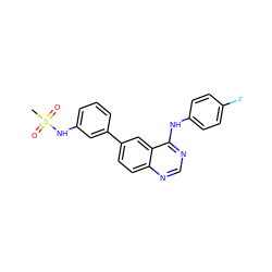 CS(=O)(=O)Nc1cccc(-c2ccc3ncnc(Nc4ccc(F)cc4)c3c2)c1 ZINC000004257427