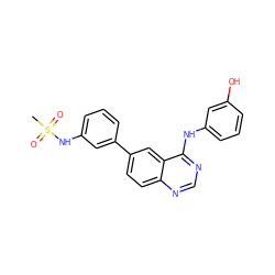 CS(=O)(=O)Nc1cccc(-c2ccc3ncnc(Nc4cccc(O)c4)c3c2)c1 ZINC000143159052