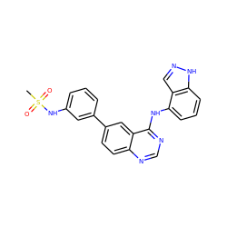 CS(=O)(=O)Nc1cccc(-c2ccc3ncnc(Nc4cccc5[nH]ncc45)c3c2)c1 ZINC000143285031