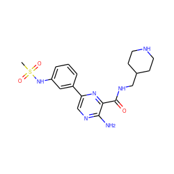 CS(=O)(=O)Nc1cccc(-c2cnc(N)c(C(=O)NCC3CCNCC3)n2)c1 ZINC000084635764