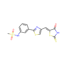 CS(=O)(=O)Nc1cccc(-c2nc(/C=C3\SC(=S)NC3=O)cs2)c1 ZINC001772633194