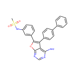 CS(=O)(=O)Nc1cccc(-c2oc3ncnc(N)c3c2-c2ccc(-c3ccccc3)cc2)c1 ZINC000014945104