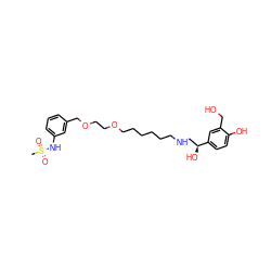 CS(=O)(=O)Nc1cccc(COCCOCCCCCCNC[C@H](O)c2ccc(O)c(CO)c2)c1 ZINC000003944470