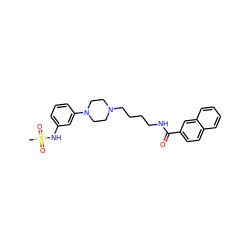 CS(=O)(=O)Nc1cccc(N2CCN(CCCCNC(=O)c3ccc4ccccc4c3)CC2)c1 ZINC000653703207