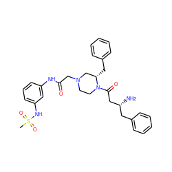 CS(=O)(=O)Nc1cccc(NC(=O)CN2CCN(C(=O)C[C@H](N)Cc3ccccc3)[C@@H](Cc3ccccc3)C2)c1 ZINC000028386169