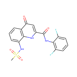 CS(=O)(=O)Nc1cccc2c(=O)cc(C(=O)Nc3c(F)cccc3F)[nH]c12 ZINC000095588582