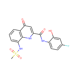 CS(=O)(=O)Nc1cccc2c(=O)cc(C(=O)Nc3ccc(F)cc3O)[nH]c12 ZINC000095587101