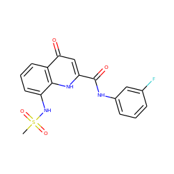 CS(=O)(=O)Nc1cccc2c(=O)cc(C(=O)Nc3cccc(F)c3)[nH]c12 ZINC000095591056