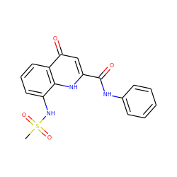 CS(=O)(=O)Nc1cccc2c(=O)cc(C(=O)Nc3ccccc3)[nH]c12 ZINC000095589458