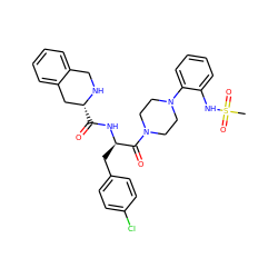 CS(=O)(=O)Nc1ccccc1N1CCN(C(=O)[C@@H](Cc2ccc(Cl)cc2)NC(=O)[C@@H]2Cc3ccccc3CN2)CC1 ZINC000028340213