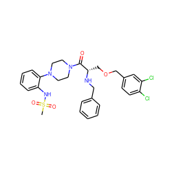 CS(=O)(=O)Nc1ccccc1N1CCN(C(=O)[C@H](COCc2ccc(Cl)c(Cl)c2)NCc2ccccc2)CC1 ZINC000084462358