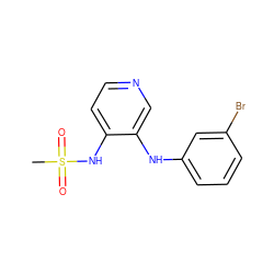 CS(=O)(=O)Nc1ccncc1Nc1cccc(Br)c1 ZINC000048999359