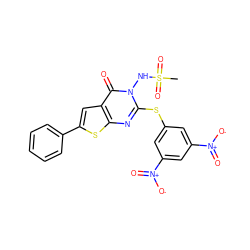 CS(=O)(=O)Nn1c(Sc2cc([N+](=O)[O-])cc([N+](=O)[O-])c2)nc2sc(-c3ccccc3)cc2c1=O ZINC000044361115