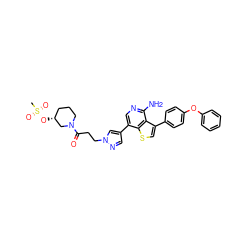 CS(=O)(=O)O[C@@H]1CCCN(C(=O)CCn2cc(-c3cnc(N)c4c(-c5ccc(Oc6ccccc6)cc5)csc34)cn2)C1 ZINC000473124884