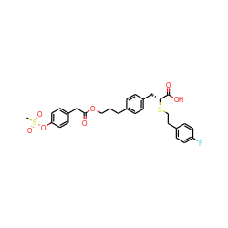 CS(=O)(=O)Oc1ccc(CC(=O)OCCCc2ccc(C[C@@H](SCCc3ccc(F)cc3)C(=O)O)cc2)cc1 ZINC000114957839