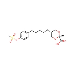 CS(=O)(=O)Oc1ccc(CCCCC[C@H]2CO[C@@](C)(C(=O)O)OC2)cc1 ZINC000101226385