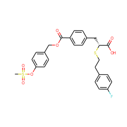 CS(=O)(=O)Oc1ccc(COC(=O)c2ccc(C[C@@H](SCCc3ccc(F)cc3)C(=O)O)cc2)cc1 ZINC000114958885