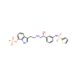 CS(=O)(=O)Oc1cccc2c(CCNC[C@H](O)c3cccc(NS(=O)(=O)c4cccs4)c3)c[nH]c12 ZINC000028459773