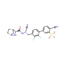 CS(=O)(=O)c1cc(-c2ccc(C[C@@H](C#N)NC(=O)[C@H]3N[C@@H]4CC[C@H]3C4)c(F)c2F)ccc1C#N ZINC000219321500