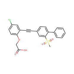 CS(=O)(=O)c1cc(C#Cc2cc(Cl)ccc2OCC(=O)O)ccc1-c1ccccc1 ZINC000073166726