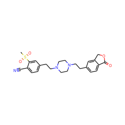 CS(=O)(=O)c1cc(CCN2CCN(CCc3ccc4c(c3)COC4=O)CC2)ccc1C#N ZINC000095561663