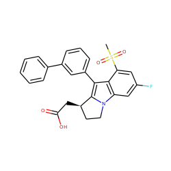 CS(=O)(=O)c1cc(F)cc2c1c(-c1cccc(-c3ccccc3)c1)c1n2CC[C@H]1CC(=O)O ZINC000029052962