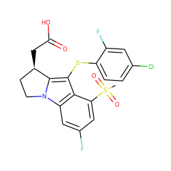 CS(=O)(=O)c1cc(F)cc2c1c(Sc1ccc(Cl)cc1F)c1n2CC[C@H]1CC(=O)O ZINC000029053630