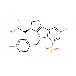 CS(=O)(=O)c1cc(F)cc2c3c(n(Cc4ccc(Cl)cc4)c12)[C@@H](CC(=O)O)CC3 ZINC000003961849